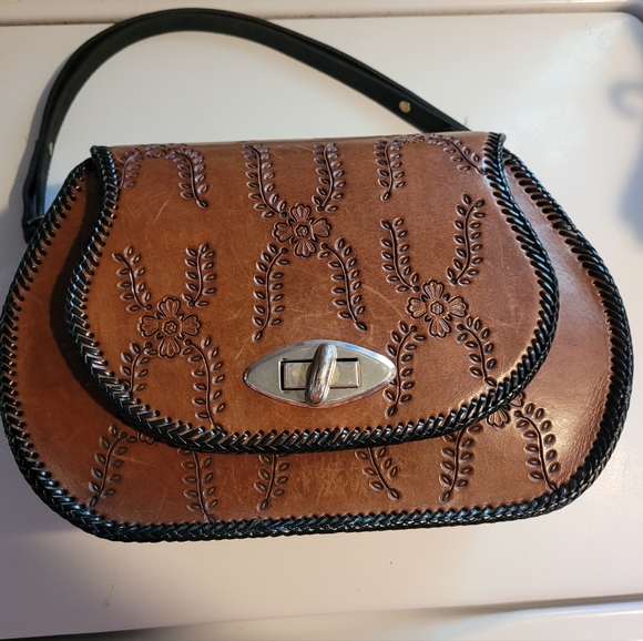 Handbags - Vintage Tooled Leather Bag